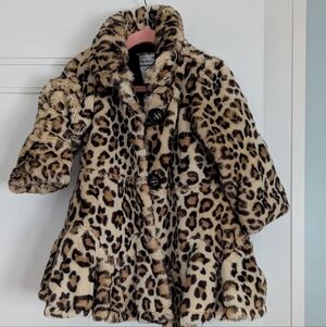 Sara's Prints Leopard Pattern Kids Pea Coat
